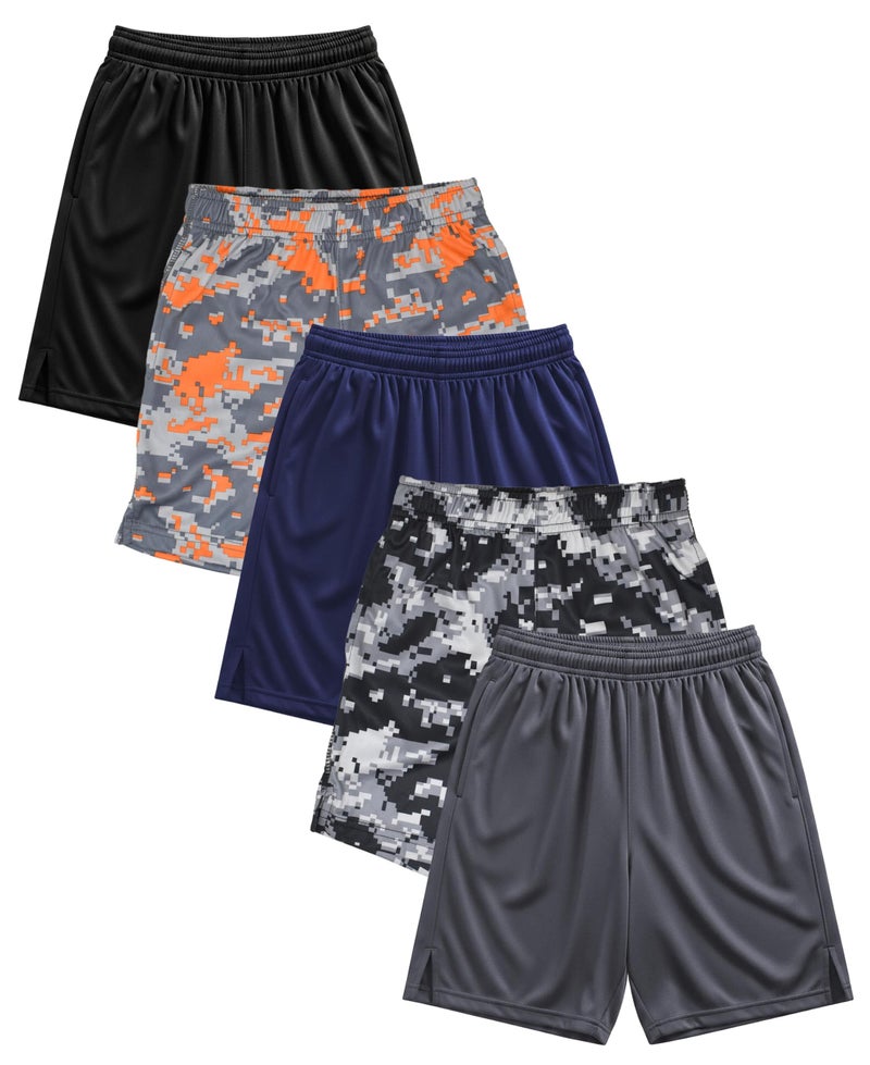 Andrew Scott Boys Active Performance & Mesh Style Basketball Sport Shorts - Multi Packs - Image 1
