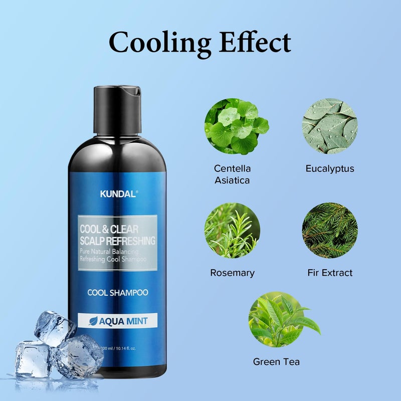 Kundal Shampoo, Hair Scalp Care - Aqua Mint Refreshing Cool Shampoo with Eucalyptus, Tea Tree Extracts, Argan Oil 10.14 fl.oz, Pack of 2 - Image 5