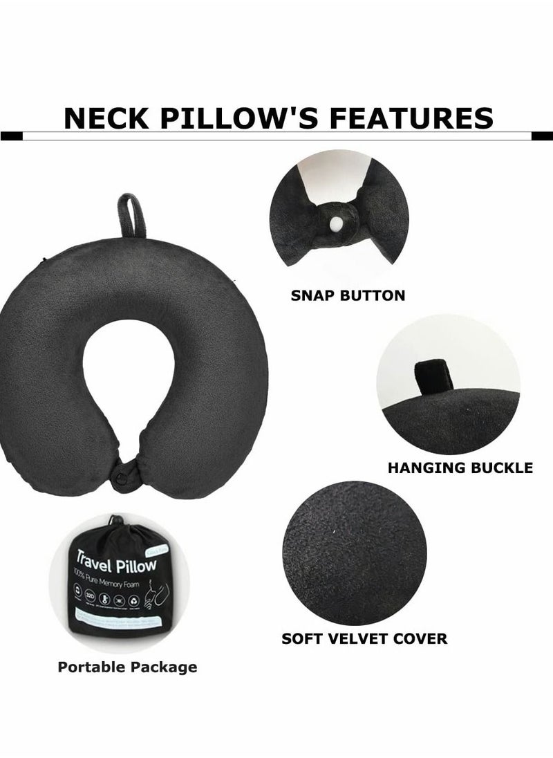 KASTWAVE - Travel Pillow Airplane Neck Pillow for Traveling 100% Pure Memory Foam U Shaped Neck Pillow Washable Super Lightweight Portable Headrest Great for Airplane Chair Car Home Office - Image 1