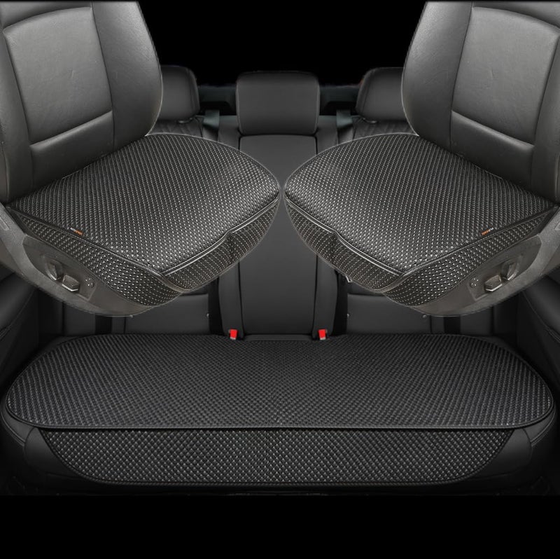 Auto Newer Breathable Universal Four Seasons Car Seat Covers Luxury Include Front Car Seat Protector and RearCar Seat CushionCompatible with 95 Vehicles Fit for Cars Truck SUV Black3PCS