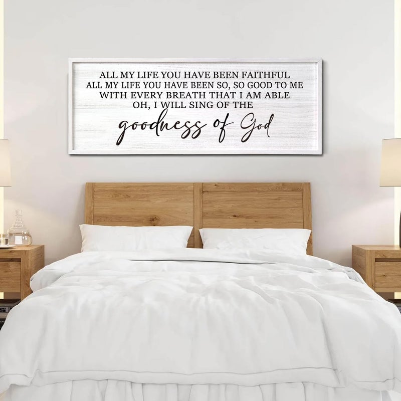 Cpcdaosk Goodness of God Framed Wall Art, 40''Ã—15'' Positive Religious White Bible Verse for Christian God Jesus Christ Prayer, Vintage Rustic Long Holy Catholic Scripture Decor - Image 3