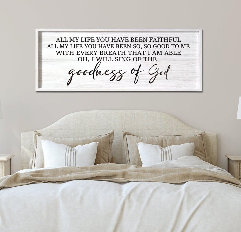 Cpcdaosk Goodness of God Framed Wall Art, 40''Ã—15'' Positive Religious White Bible Verse for Christian God Jesus Christ Prayer, Vintage Rustic Long Holy Catholic Scripture Decor - Image 5