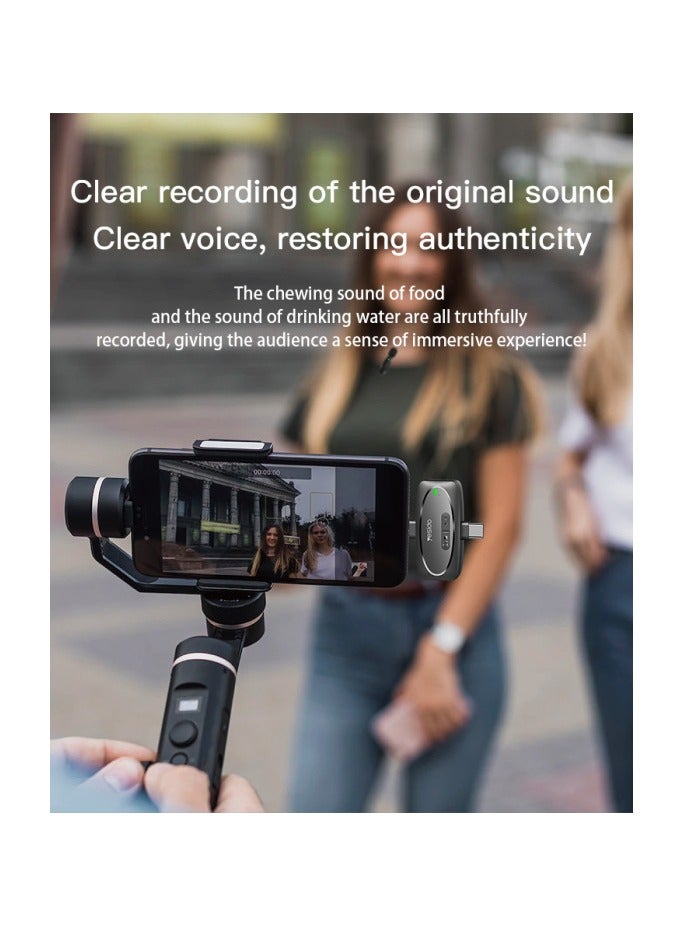 يسيدو ميكروفون لاسلكي KR15 من Yesido، التقاط صوت محمول بزاوية 360 درجة، من النوع C مع نقل IP، منافذ نقل مزدوجة، 2 في 1. - Image 4