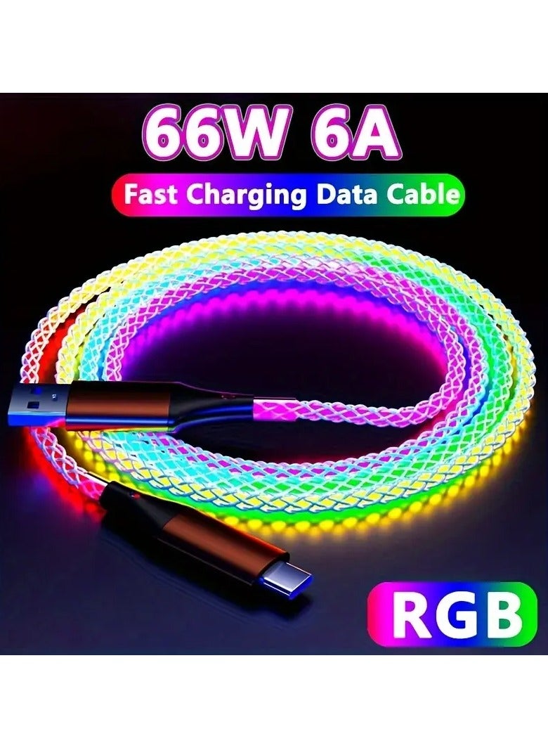 Type-C to Type-C Fast Charging Cable 66W – RGB Breathing Light, High-Speed Data & Quick Charge - Image 3