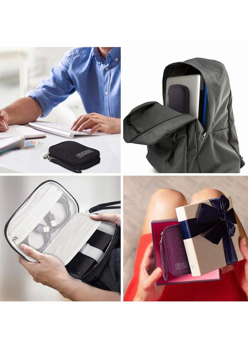 Y&D Small Electronic Organizer Cable Bag, Travel Portable 2 PCS Accessories Storage Bag Soft Carrying Case Pouch for Hard Drive, Cord, Charger, Earphone, USB, SD Card (Black+Gray)  - Image 5