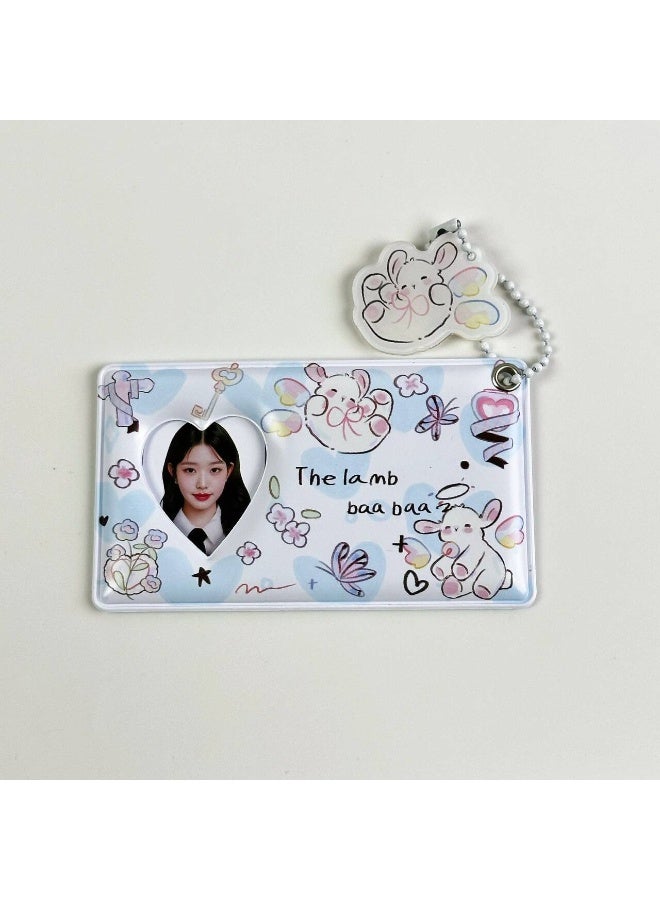 NIBEMINENT 1 - Piece Cute Lamb Kpop Photo Card Holder Pendant Key Chain ID Badge Holder ID Card Holder Photo Card Protector for School ID Office ID Access Card for Women Girls - Image 1