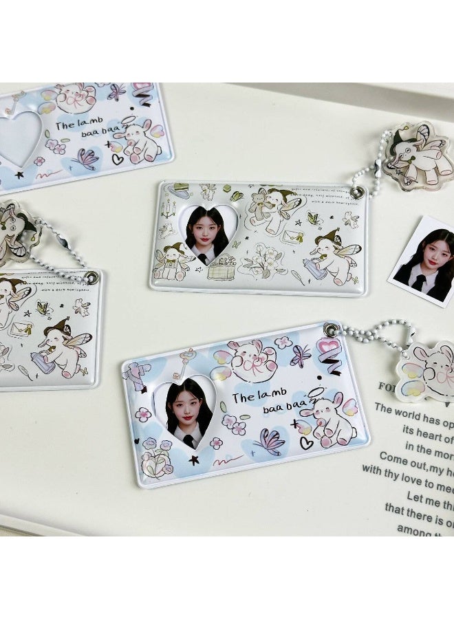 NIBEMINENT 1 - Piece Cute Lamb Kpop Photo Card Holder Pendant Key Chain ID Badge Holder ID Card Holder Photo Card Protector for School ID Office ID Access Card for Women Girls - Image 2