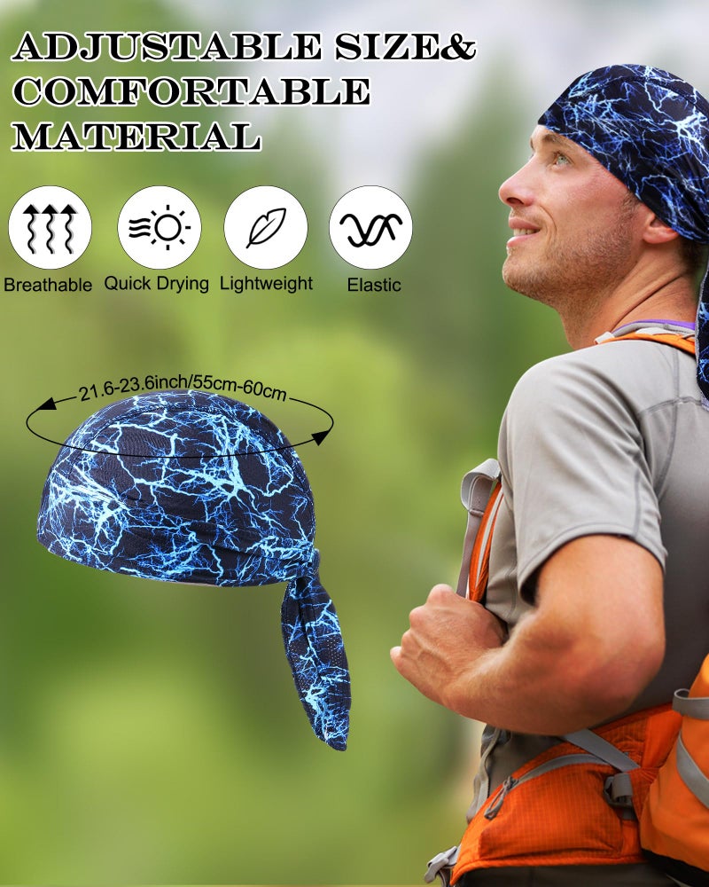 Foaincore 8 Pack Do Rag Skull Caps for Men Sweat Wicking Doo Rags Cooling Helmet Liner Cycling Motorcycle Bandana (Fresh Color,Elegant Style) - Image 2
