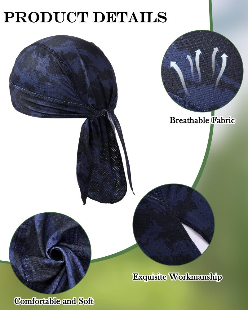 Foaincore 8 Pack Do Rag Skull Caps for Men Sweat Wicking Doo Rags Cooling Helmet Liner Cycling Motorcycle Bandana (Fresh Color,Elegant Style) - Image 3