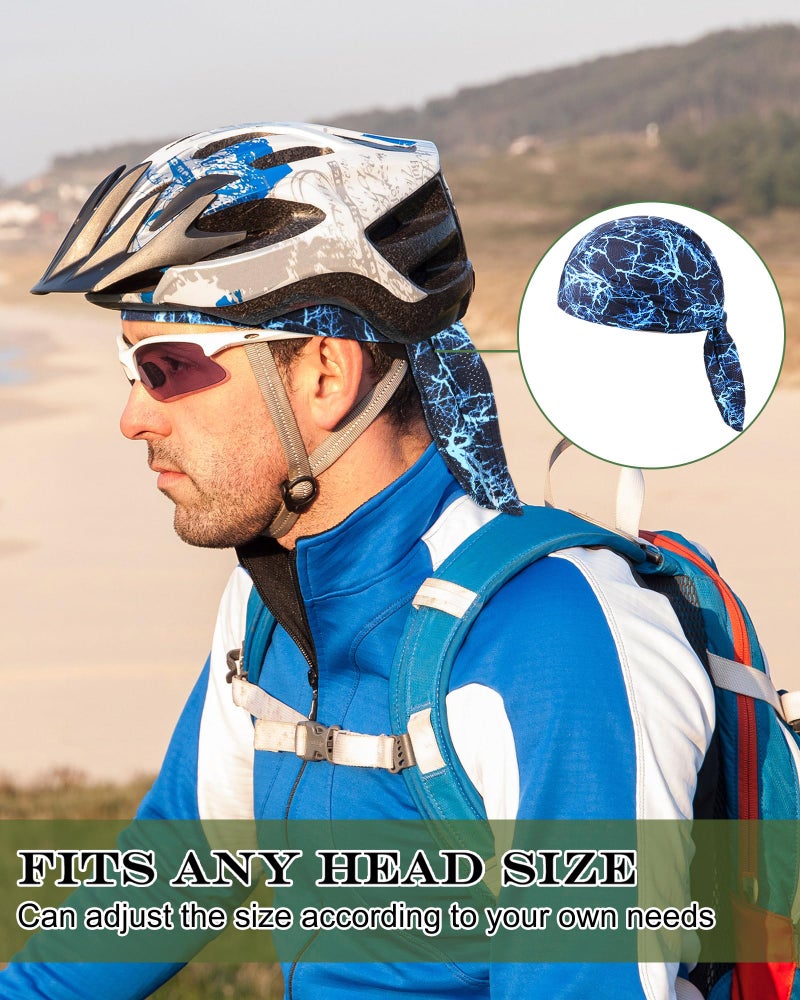 Foaincore 8 Pack Do Rag Skull Caps for Men Sweat Wicking Doo Rags Cooling Helmet Liner Cycling Motorcycle Bandana (Fresh Color,Elegant Style) - Image 5