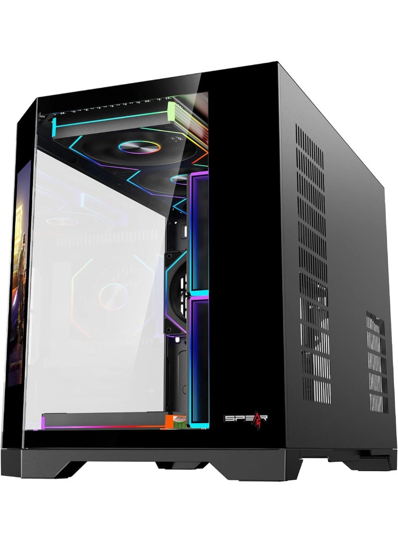 Spear Pc DOST 60 Mini ARGB ATX PC Case with 9.2” Screen, 6 ARGB Fans & Remote Control, Tempered Glass Side Panel, Supports Micro-ATX/ITX, 360mm Water Cooling Support - Image 3
