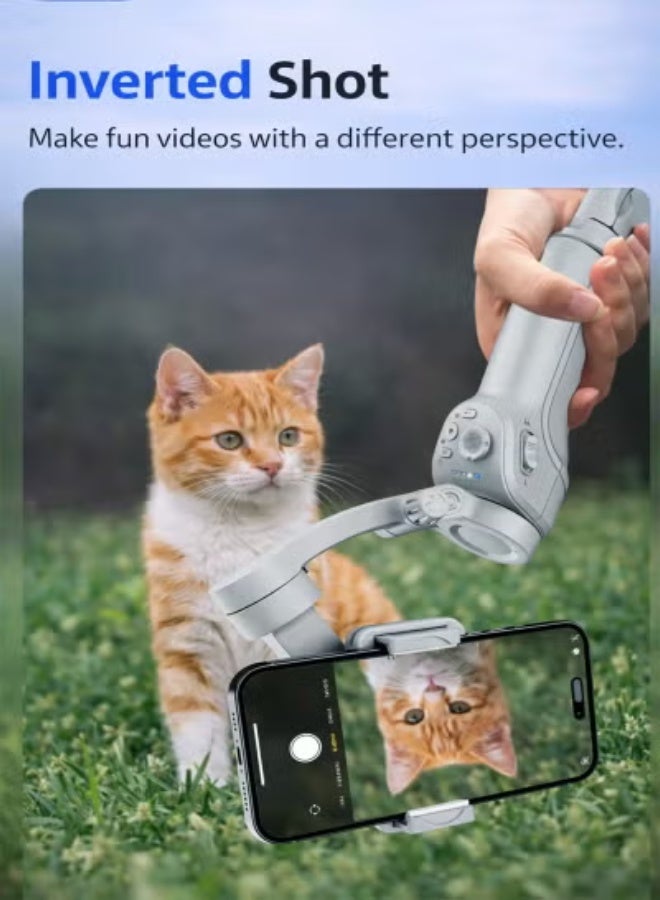 TOKQI M01 3-Axis Foldable Smartphone Gimbal Stabilizer with AI Face Tracking and LED Fill Light, Portable Handheld Phone Stabilizer for Smooth Video Recording, Vlogging, Photography and Content Creation - Image 2