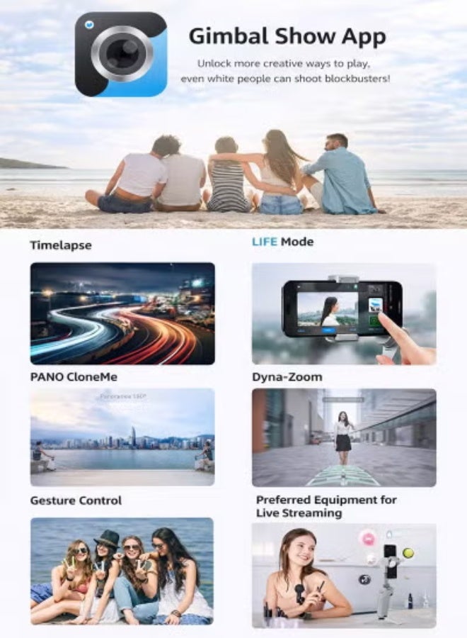 TOKQI M01 3-Axis Foldable Smartphone Gimbal Stabilizer with AI Face Tracking and LED Fill Light, Portable Handheld Phone Stabilizer for Smooth Video Recording, Vlogging, Photography and Content Creation - Image 3