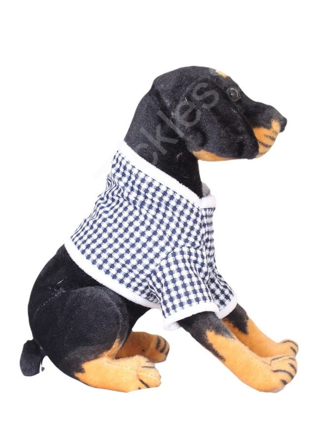Tickles Tickles Soft Stuffed Plush Animal Sitting Rottweiler Dog Wearing Check Design Dress Toy for Kids Room (Color: Brown and Black Size: 30 cm)