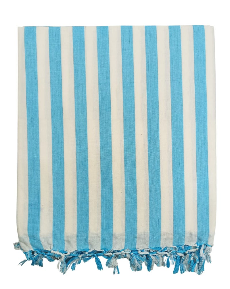 Arvore Bunkaar Pure Handloom 100% Soft Desi Bamboo Viscose Soft Bhagalpuri Andi Chadar/Summer Blanket/Khes/Top Sheet/AC Blanket/Odhne wali Chadar (Turquoise, Striped, 1, Bhagalpuri Chadar) - Image 5