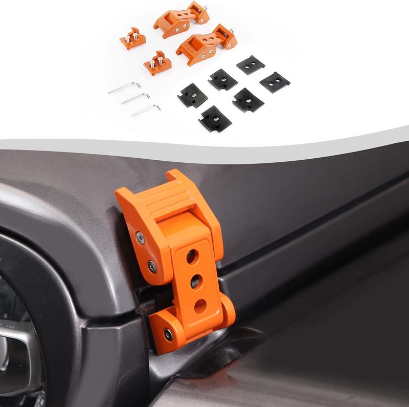 SQQP مجموعة قفل غطاء السيارة من الفولاذ المقاوم للصدأ، متوافقة مع طرازات Jeep Wrangler JK JKU (2007-2018)، وJL JLU (2018-2023)، وJeep Gladiator JT (لون أبيض) - Image 1