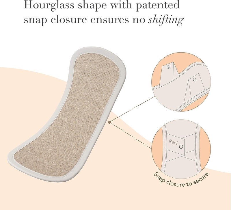 Hesta Rael Reusable Panty Liners Menstrual, Organic Cotton Cover, Period Essential, Cloth Pantyliner for Women, Washable, Soft and Thin, Leak-Free, Washing Machine Safe (3 Count, Brown) - Image 2