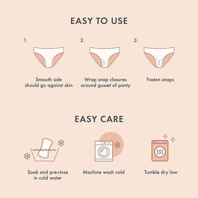 Hesta Rael Reusable Panty Liners Menstrual, Organic Cotton Cover, Period Essential, Cloth Pantyliner for Women, Washable, Soft and Thin, Leak-Free, Washing Machine Safe (3 Count, Brown) - Image 4
