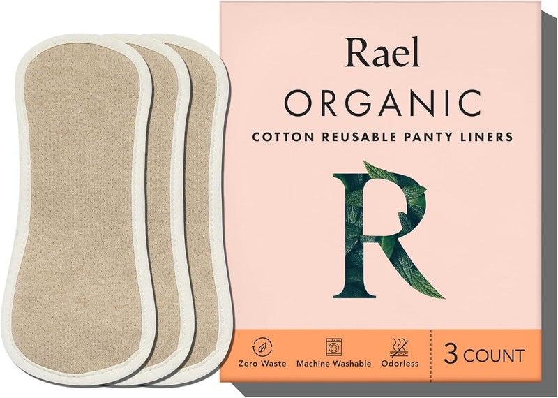 Hesta Rael Reusable Panty Liners Menstrual, Organic Cotton Cover, Period Essential, Cloth Pantyliner for Women, Washable, Soft and Thin, Leak-Free, Washing Machine Safe (3 Count, Brown) - Image 1
