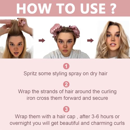 MAYCREATE® 2Sets Satin Heatless Hair Curler, Hair Rollers for Heatless Curls with Hair Caps, Soft Curling Rod Headband for Long Hair Can Sleep in Overnight, DIY Hairstyling Tools - Image 4