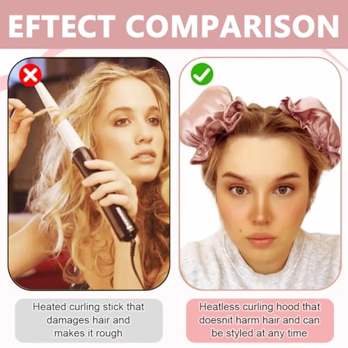 MAYCREATE® 2Sets Satin Heatless Hair Curler, Hair Rollers for Heatless Curls with Hair Caps, Soft Curling Rod Headband for Long Hair Can Sleep in Overnight, DIY Hairstyling Tools - Image 5