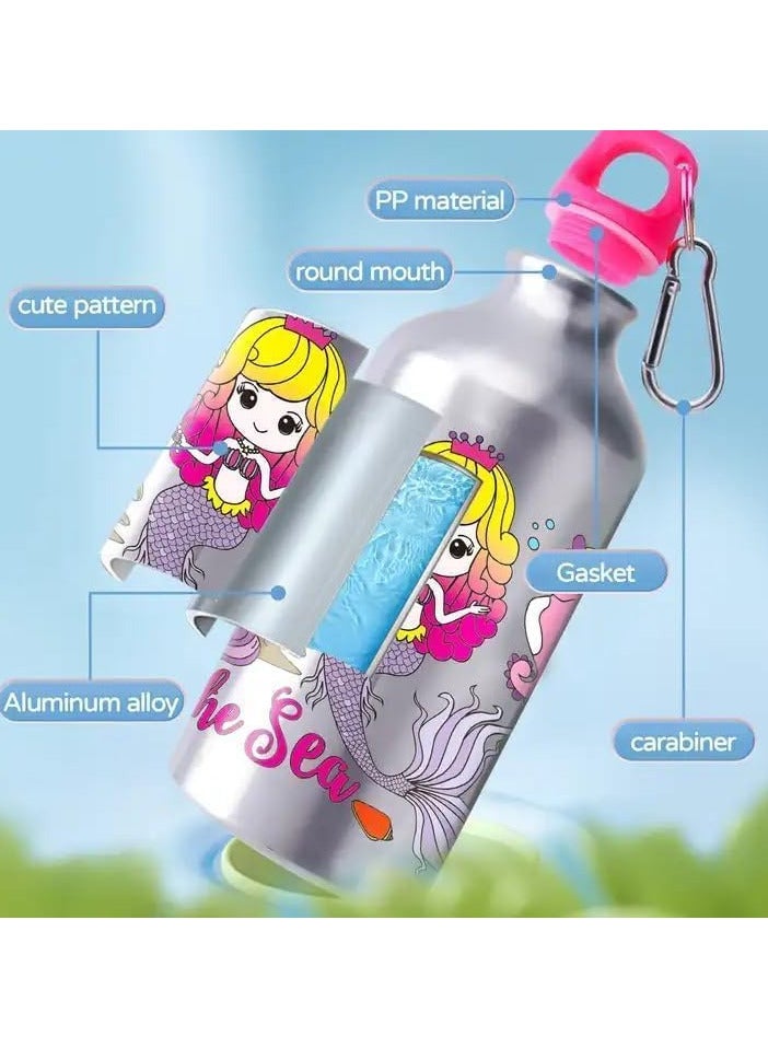 UKR Eco-Friendly Water Bottle DIY Art Craft Kit - Steel Aluminum with Silicone Seal | Decorate Your Own Mermaid Water Bottle with 45 Stickers & 5 Markers | Leakproof & Fun for Kids - Image 5