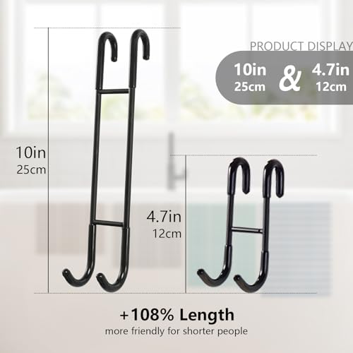 NINETREX Shower Door Hooks,Over Glass Door Hooks for Bathrooms Frameless Glass,Heavy Duty SUS 304 Stainless Steel Hook for Towels,Squeegee,Loofah,Shaver,Robe,2 Pack,Black,10Inch - Image 3