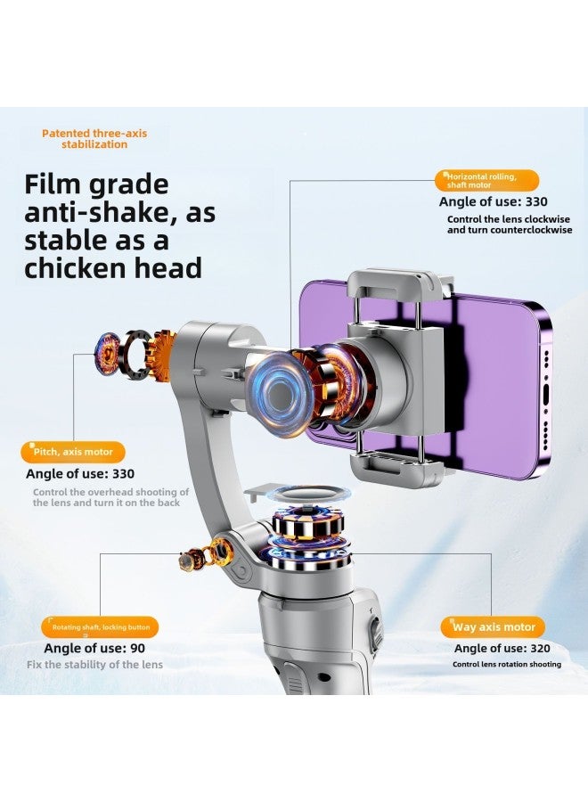 M01 Orthogonal Three-axis Handheld Pan-tilt Anti-shake Stabilizer AI Intelligent Face Tracking Live Shooting Artifact-Color:[top Version] Stabilizer + Fill Light + 19cm Metal Tripod + 73cm Extension Pole + Remote Bluetooth Remote Control - Image 3