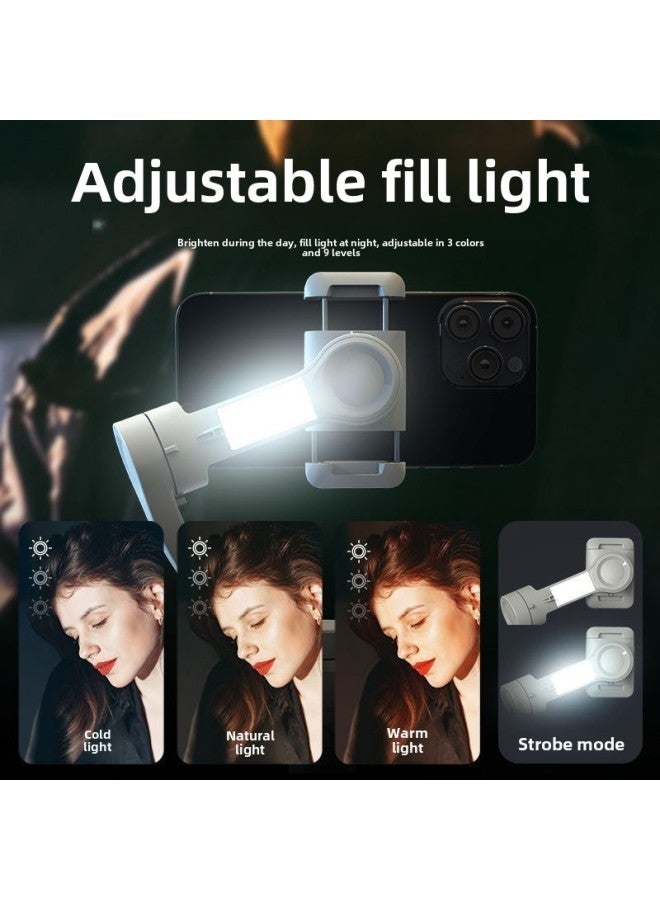 M01 Orthogonal Three-axis Handheld Pan-tilt Anti-shake Stabilizer AI Intelligent Face Tracking Live Shooting Artifact-Color:[top Version] Stabilizer + Fill Light + 19cm Metal Tripod + 73cm Extension Pole + Remote Bluetooth Remote Control - Image 4