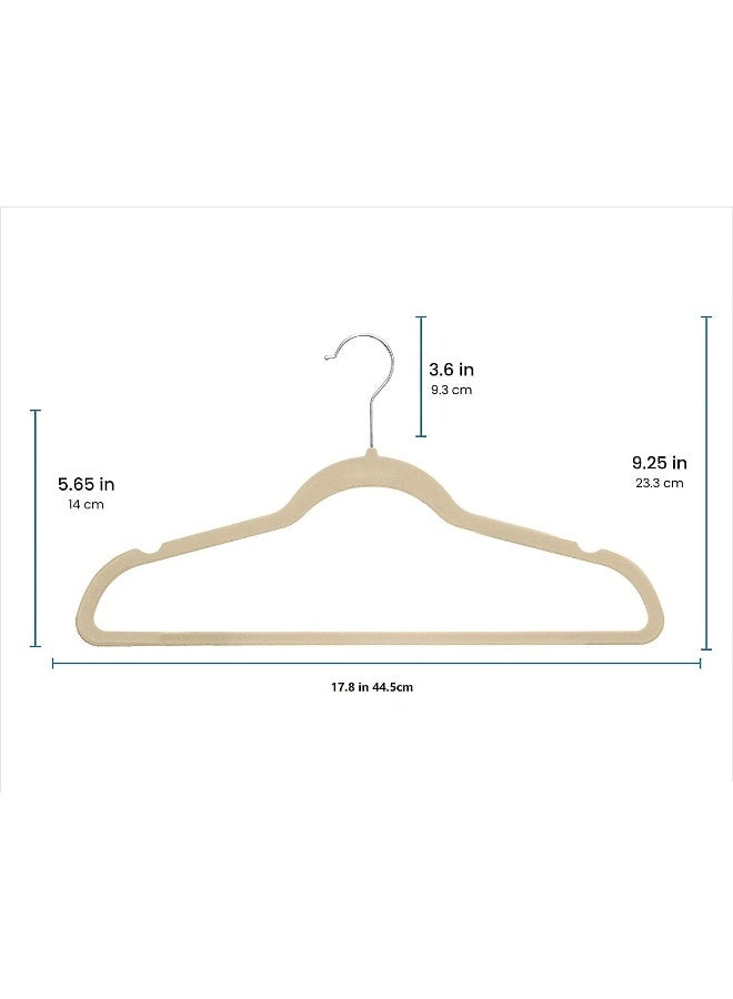 Red Dot Gift Red Dot Gift 100-Pack Beige Non-Slip Velvet Hangers 44.5cm With 360 Degree Rotatable Hook - Durable & Slim - Non Slip Hangers for Coat Hangers - Pant Hangers - Image 2