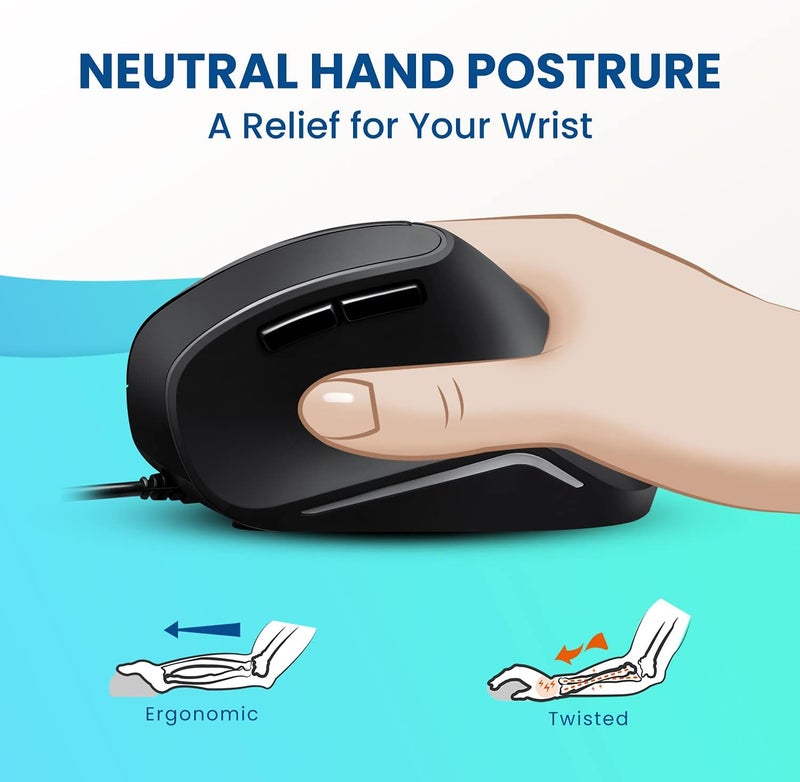 بيريكس فأر عمودي مريح سلكي من PERIMICE-515II - 1000/1600 نقطة في البوصة - تصميم عمودي مريح طبيعي لليد اليمنى - Image 2