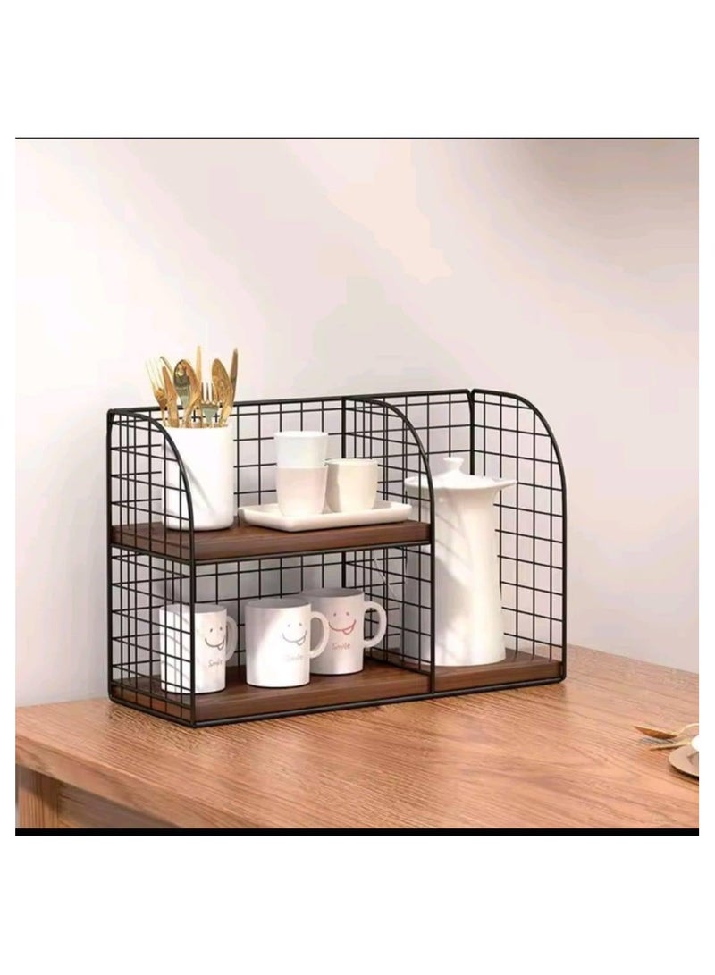 Coffee Organizer Stand with 3 Sturdy Wooden Shelves - Image 2