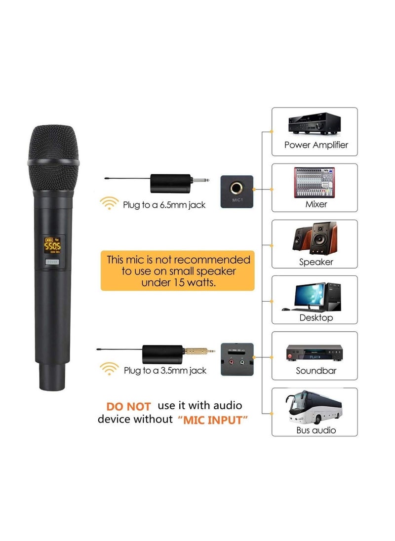 Generic - Karaoke Wireless Microphone UHF Handheld Wireless Microphone with 1/4" Input Charge Receiver Professional Dynamic Cordless Microphone for Singing Lecture Wedding Church Classroom - Image 1