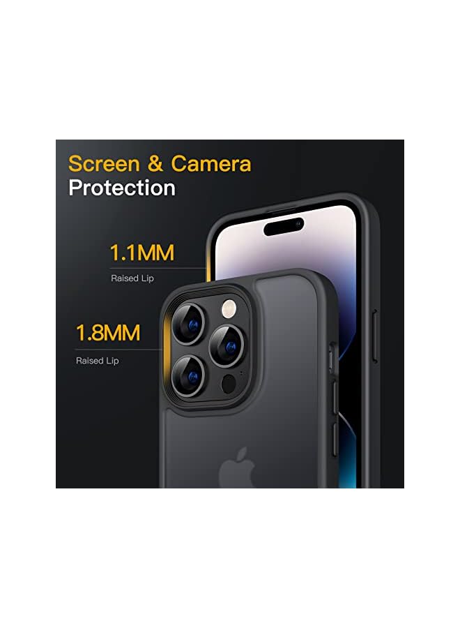 جي تيك حالة غير لامعة لأجهزة iPhone 14 Pro 6.1 بوصة ، حماية من الدرجة العسكرية العسكرية ، وغطاء الهاتف الخلفي الشفاف المتجمد ، ومكافحة الأصابع (أسود) - Image 4