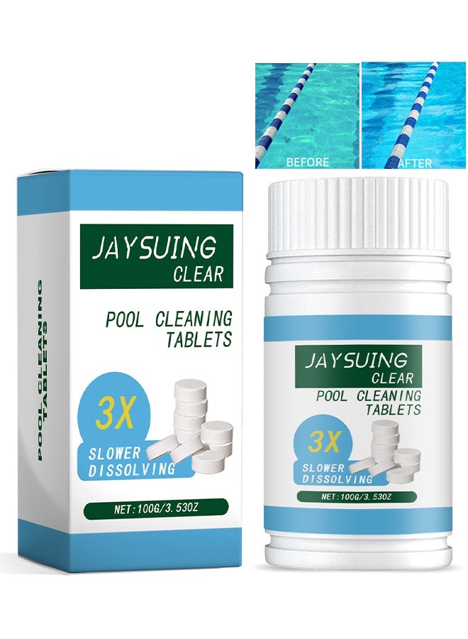 Jaysuing Pool Cleaning Tablets, Pool Clarifier, Ultimate Clarity Booster For Crystal Clear Water, Fast Acting & Long Lasting, Reduces Cloudiness, Enhances Filter Performance, Safe For All Pools, 100g - Image 1