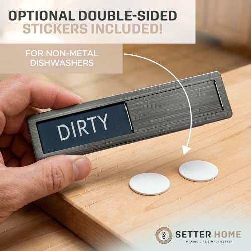 SETTER HOME Clean dirty magnet for dishwasher, Premium Stainless Steel Black Clean Dirty Sign Indicator - Grade 304 Clean Dirty Magnet for Dishwasher, Easy to Read with Extra Adhesive Tape (Black/white) - Image 5