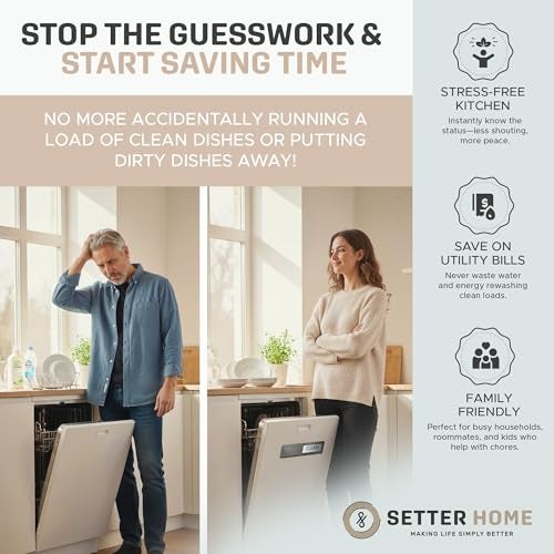 SETTER HOME Clean dirty magnet for dishwasher, Premium Stainless Steel Black Clean Dirty Sign Indicator - Grade 304 Clean Dirty Magnet for Dishwasher, Easy to Read with Extra Adhesive Tape (Black/white) - Image 3
