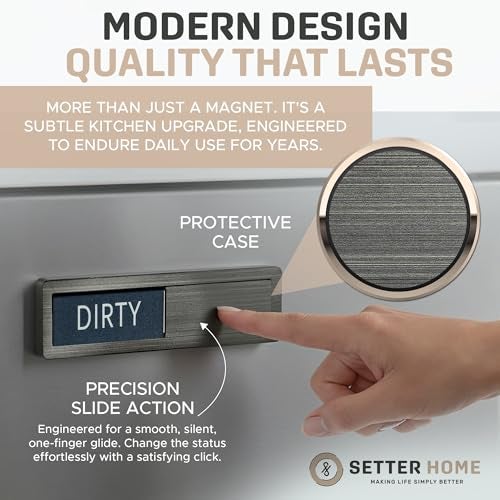 SETTER HOME Clean dirty magnet for dishwasher, Premium Stainless Steel Black Clean Dirty Sign Indicator - Grade 304 Clean Dirty Magnet for Dishwasher, Easy to Read with Extra Adhesive Tape (Black/white) - Image 4
