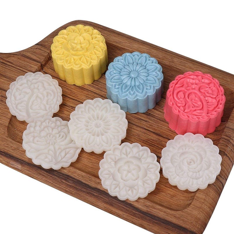 Dltsli Moon Cake Mold Set Cookie Stamp 5pcs 100g Stamps, Thickness Adjustable DIY Cookie Press Decoration Cake Mold Hand Cutter Set - Image 2
