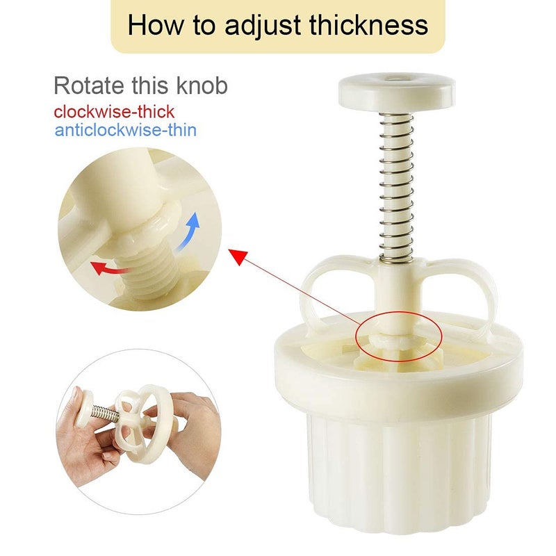 Dltsli Moon Cake Mold Set Cookie Stamp 5pcs 100g Stamps, Thickness Adjustable DIY Cookie Press Decoration Cake Mold Hand Cutter Set - Image 4