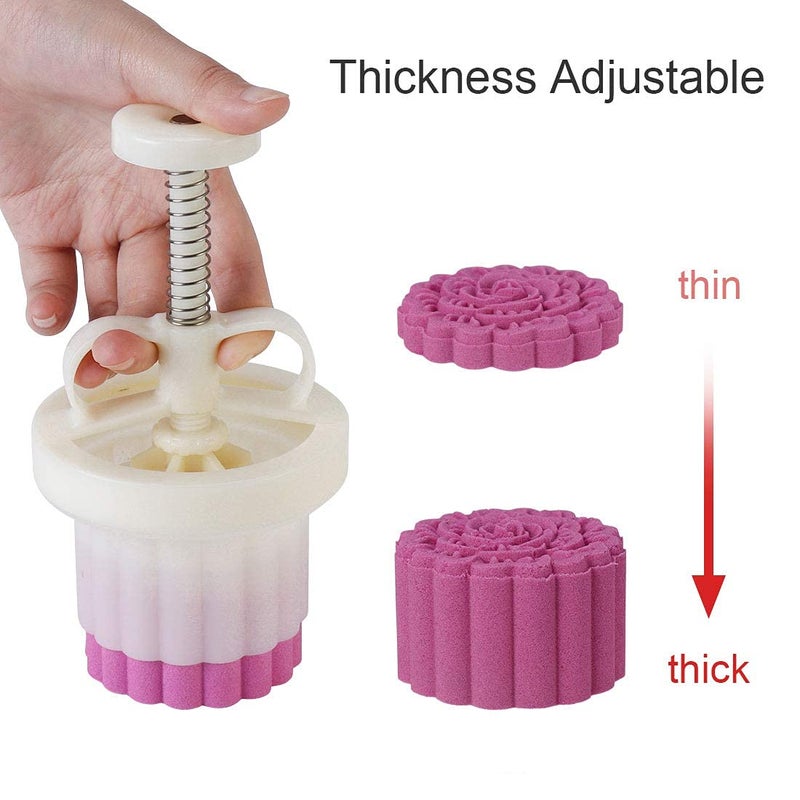 Dltsli Moon Cake Mold Set Cookie Stamp 5pcs 100g Stamps, Thickness Adjustable DIY Cookie Press Decoration Cake Mold Hand Cutter Set - Image 3