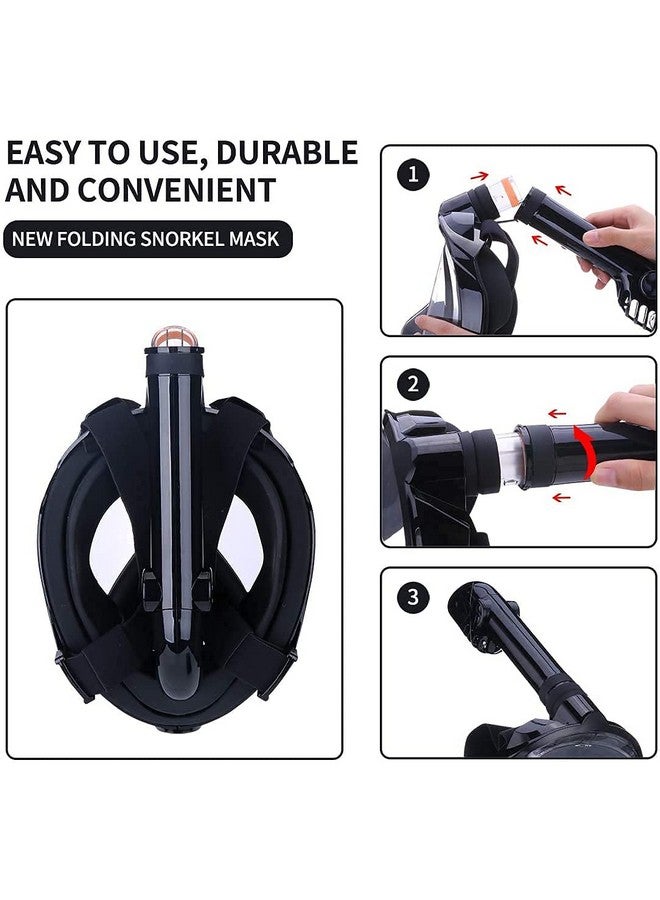 VBM قناع الغوص الكامل VBM للغوص تحت الماء بزاوية 180° متوافق مع GoPro مع تصميم سهل للتنفس والتصريف وتقنية مضادة للضباب ومضادة للتسرب، للبالغين والأطفال للسباحة والغوص في البحر (أسود S/M) - Image 4