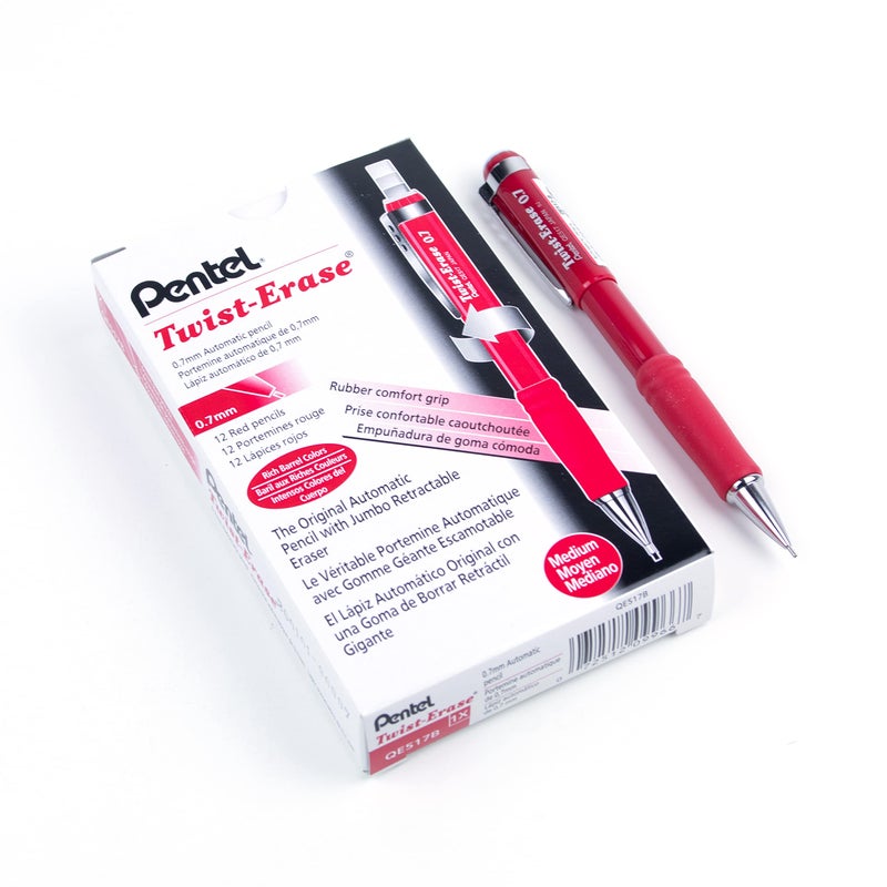 Pentel TwistErase III Mechanical Pencil 07mm Red Barrel - Image 2