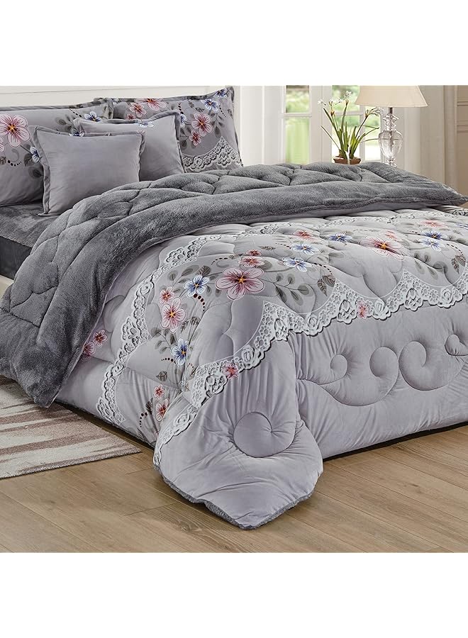 erorex Warm And Fluffy Winter Velvet Fur Reversible Comforter Set Single Size 160 - Image 2