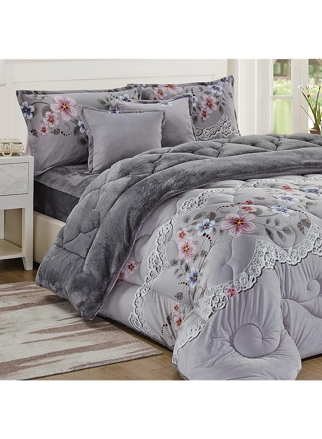 erorex Warm And Fluffy Winter Velvet Fur Reversible Comforter Set Single Size 160 - Image 3