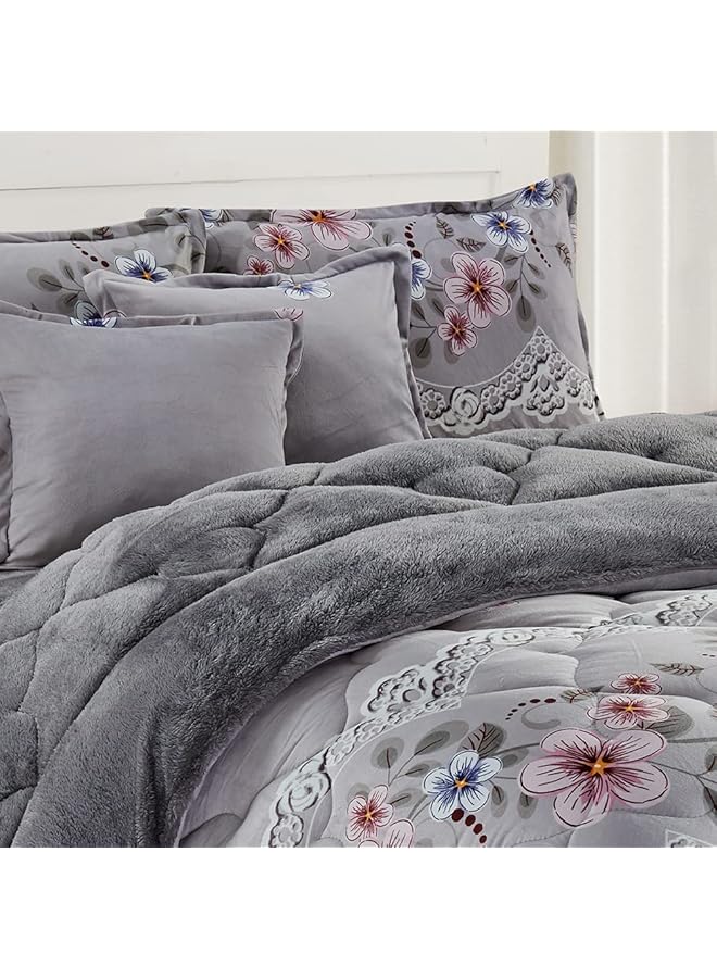 erorex Warm And Fluffy Winter Velvet Fur Reversible Comforter Set Single Size 160 - Image 5