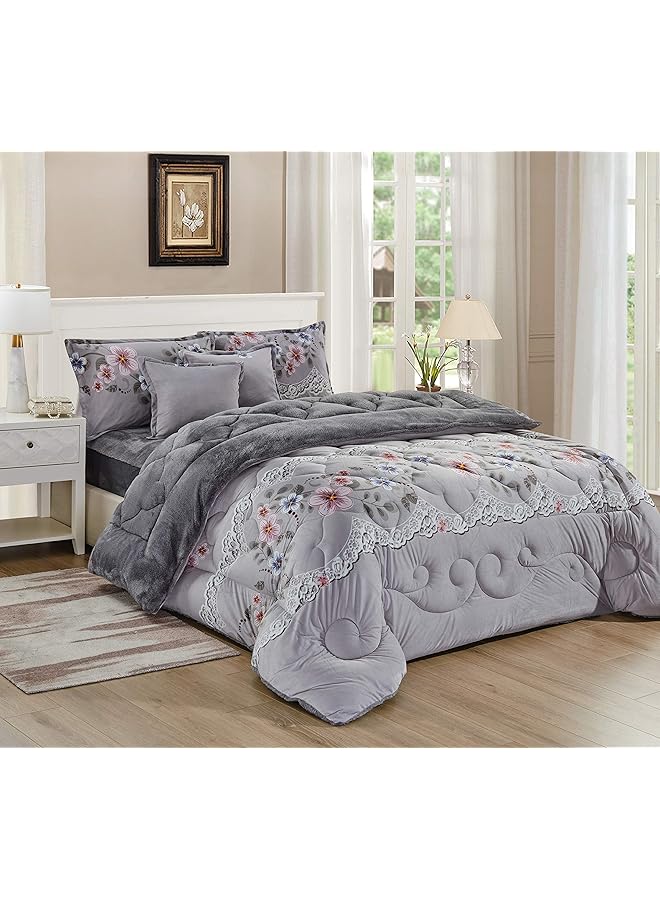 erorex Warm And Fluffy Winter Velvet Fur Reversible Comforter Set Single Size 160 - Image 1