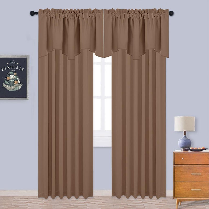 NICETOWN Room Darkening Cappuccino Curtain Valances - Solid Home Fashion 52 inches by 18 inches Rod Pocket Valance Curtain Panels for Small Window, Short Drapes/Draperies, Set of 4 Pieces - Image 4