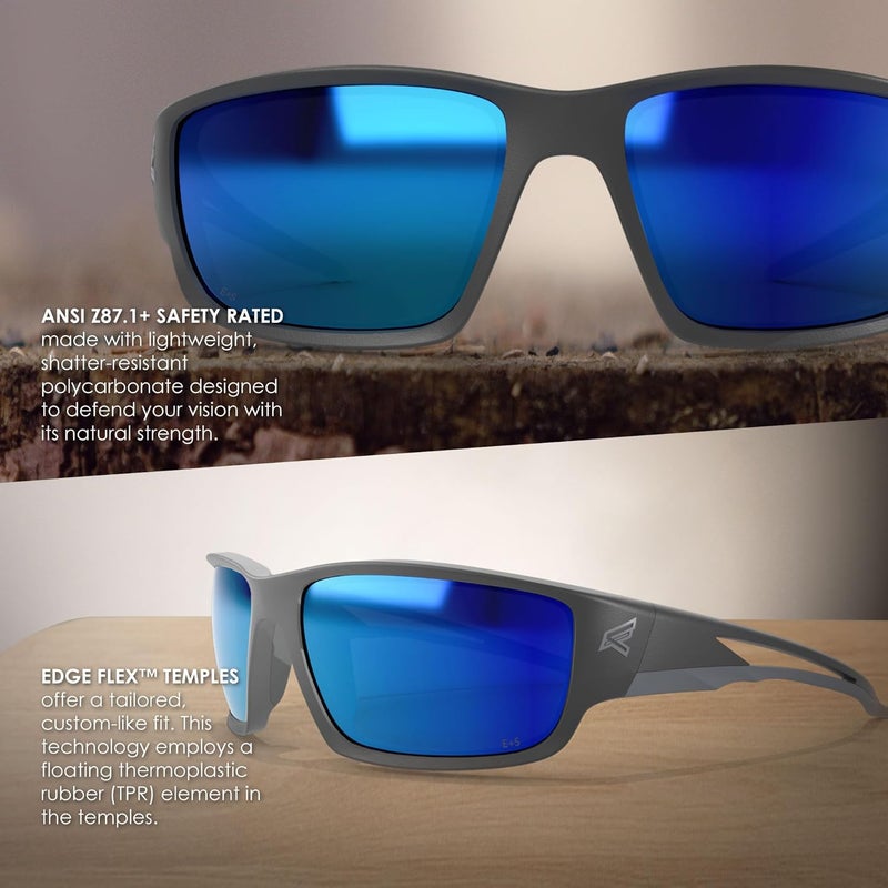 Edge SK118 Kazbek Wrap-Around Safety Glasses with Blue Mirror Lens - Anti-Scratch, UV 400, Military Grade - Image 4