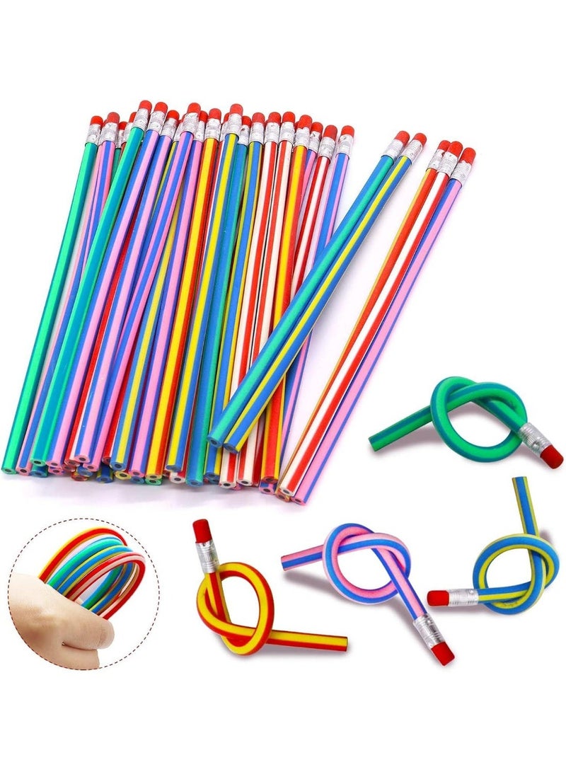 HPRT Flexible Bendy Pencils 25 Pack, Plastic Novelty Writing Tools With Erasers For Kids, School, Drawing, Party Bag Gifts (18 cm) - Image 2